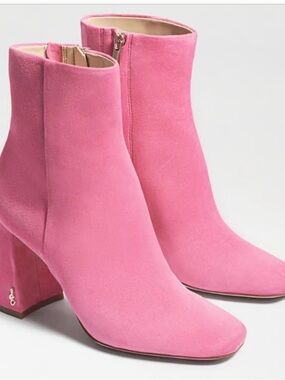 Sam Edelman Codie Ankle Booties in Pink Confetti Suede.  NEW  Sz 5.5
